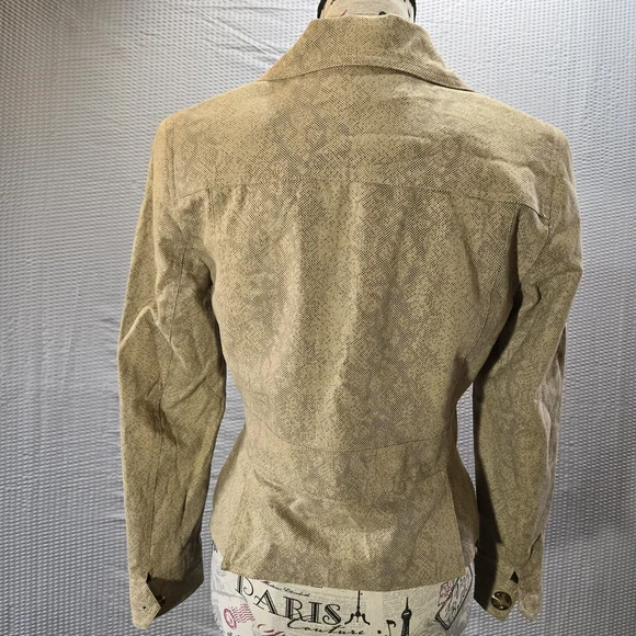 Worthington Linen Blend Reptile Print Women's Blazer with Button Accents - Picture 3 of 8